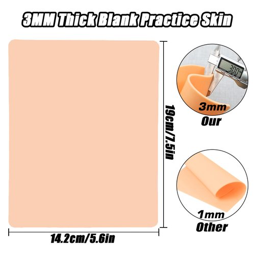 3mm Tattoo Fake Skins - YONGDA 5pcs Blank Tattoo Skins Practice 7.5 * 5.6 inches Double Sides Tattoo Practice Skin Fake Tattoo Soft Skin for Beginners and Artists
