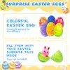 72Pcs 2.36'' Tall Painted Iridescent Marble-like Easter Eggs for Kids Egg Hunt Basket Bag Empty Stuffers Fillers with 1pc Cute Non Woven Bags, Toys Filling Treats and Easter Theme Party Supplies Favor