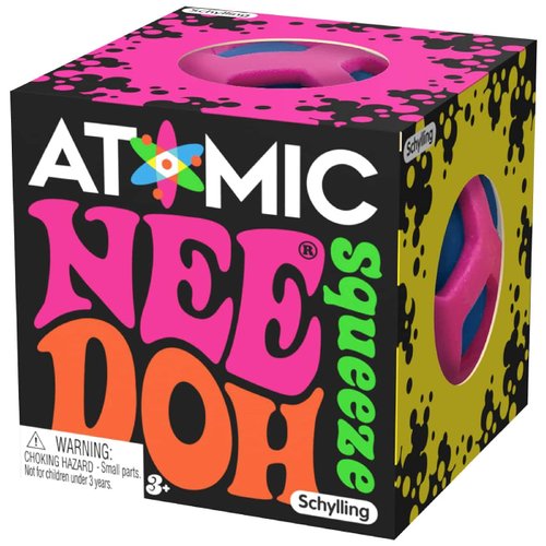 Schylling Atomic Nee Doh...Groovy Glob! Squishy, Squeezy, Stretchy Stress Fidget Balls Blue, Yellow & Pink Complete Gift Set Party Bundle - 3 Pack