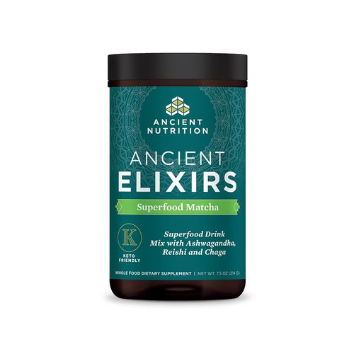 Ancient Nutrition Matcha Green Tea Powder with Ashwagandha, Ancient Elixirs Superfood Matcha Energy Powder, with MCTs, Promotes Healthy Energy Levels, Paleo and Keto Friendly, 20 Servings