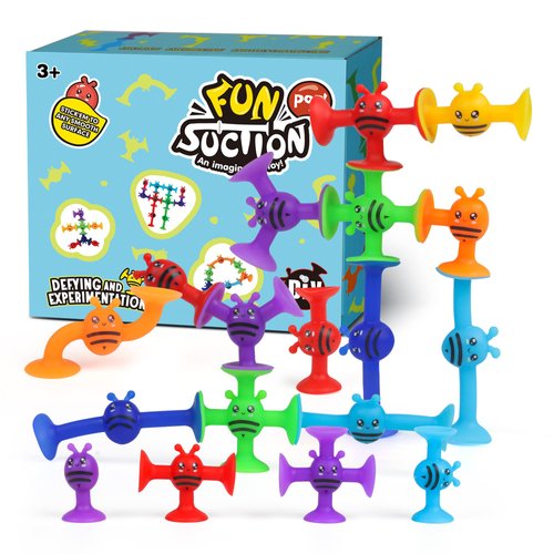 Suction Cup Toy for Baby Age 3, Suction Toys 40PCS Kids Bath Toys Ages 4-8, Toddler Window Shower Bathtub Building Toys, Montessori Sensory Stress Release Gifts for 6-8 Years Old Boys Girls