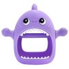 Cute Shark Teething Mitten Toy for Babies, Never Drop Silicone Baby Teether, Hand Pacifier for Babies to Suck and Chew, Toy for Teething Babies (Purple)