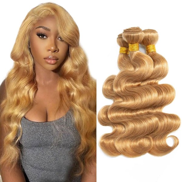 22 22 22 Inch Raivide Hair Honey Blonde Bundles Color #27 Body Wave Human Hair Bundles Brazilian Honey Blonde Body Wave Bundles Human Hair Color #27 Bundles Hair Weave