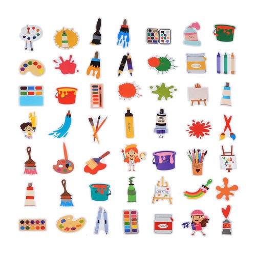 100 Pack Art Painting Stickers, Art Painting Party Favors, Birthday Decorations