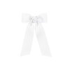 Wee Ones Girls' Grosgrain Bowtie with Knot Wrap and Streamer Tails on a WeeStay Hair Clip, Tiny, White