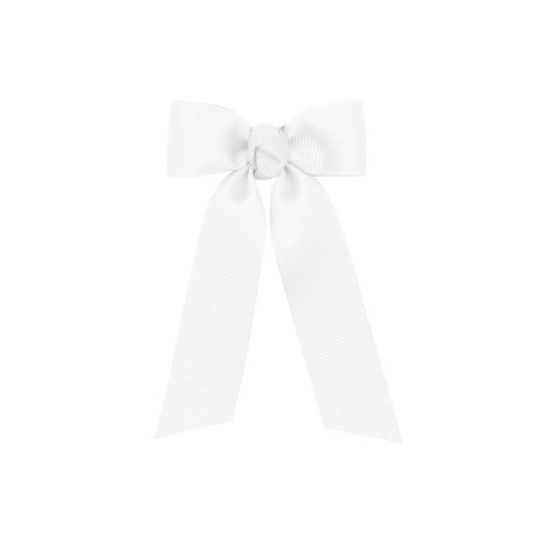 Wee Ones Girls' Grosgrain Bowtie with Knot Wrap and Streamer Tails on a WeeStay Hair Clip, Tiny, White