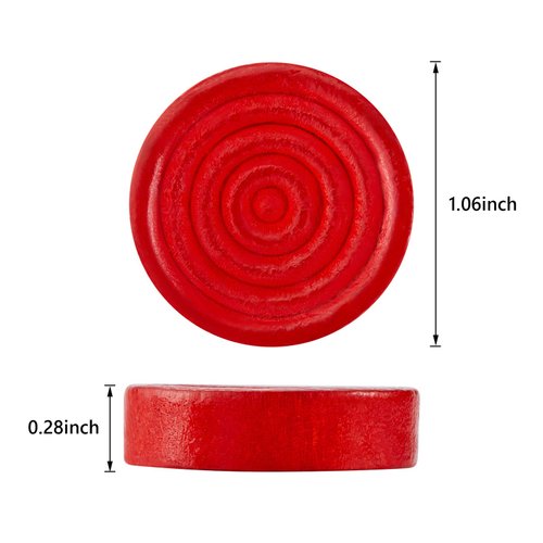 24 Pieces Wooden Checkers 1.06 Inch Checkers Board Game Pieces Stackable Ridge in Drawstring Storage Pouch for Checkers Game, Red and Black