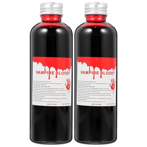Halloween 2PCS Fake Blood Makeup 6.76 Oz Realistic Vampire Blood Halloween Fake Blood Washable Fake Blood for Clothes Vampire Makeup Stage Blood for Zombie Vampire Monster