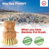 Bamboo Scrub Brush - S&C Kitchen, Cleans Pan/Vegetable/Dishes/Wok, Scrub Brush Dishes for Kitchen/Bathroom, Made Out of Palm & Sisal Bristles with a Handle, Vegetable Brush for Cleaning, Set of 3
