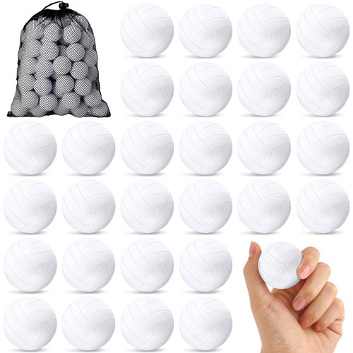 100 Pcs 1.6 Inch Mini Volleyball Stress Balls Bulk Volleyball Party Favors Volleyball Gifts for Team Tiny Foam Sports Balls with Storage Bag for Kids Stress Relief Birthday Party Games Reward