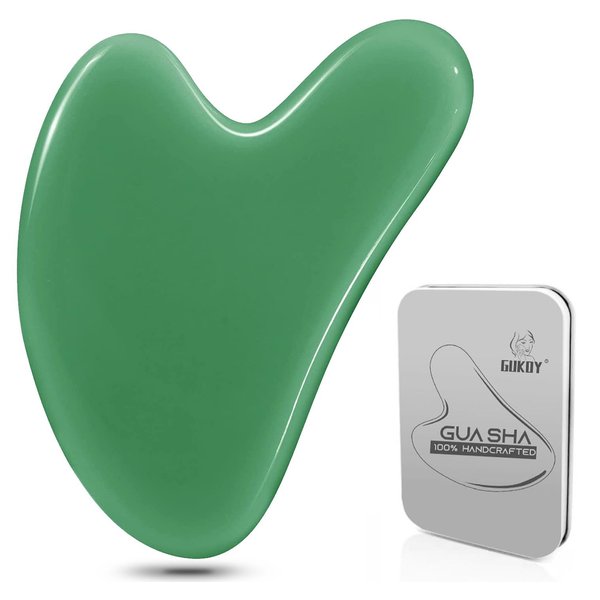 Gua Sha Facial Tools, GuaSha Massage Tool Guasha Board for SPA Acupuncture Therapy Trigger Point Treatment, Gua Sha Scraping Massage Tool (Green)