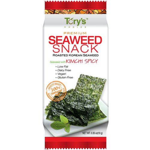Tory's Choice Roasted Seaweed Snacks, Kimchi Spicy, 0.35oz (Pack of 10)