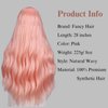 Fancy Hair Peach Pink Wavy Wig 28 Inch Natural Wavy Curly Synthetic Wig for Women Long Pastel Pink Middle Part Wig for Halloween Party Cosplay Daily Use