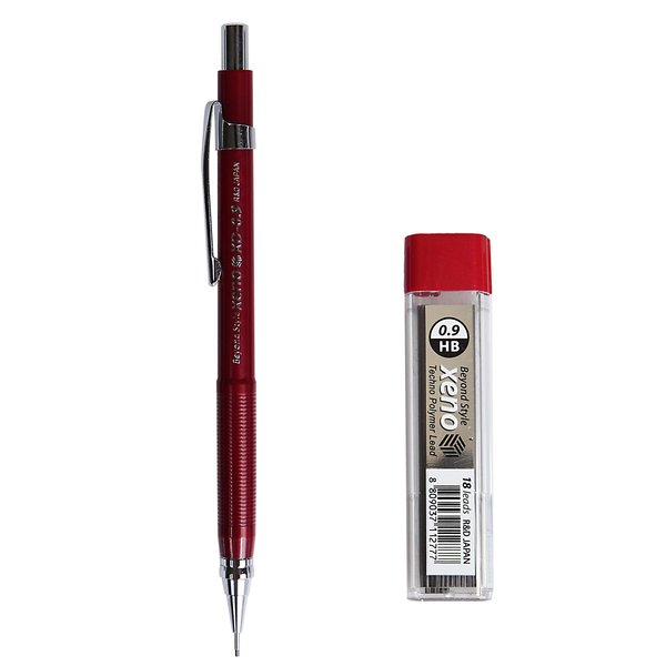 Xeno Beyond Style Mechanical Sharp Pencil + Leads Refills HB (0.3/0.5/0.7/0.9/1.3 mm) (Pencil + 0.9mm Lead)