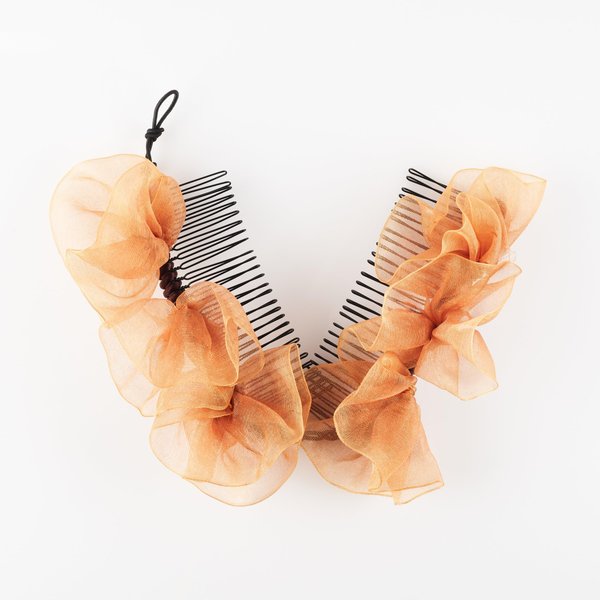 Stretch Banana Clip for Fine Thin, Thick Curly Hair Women, Elastic Double Combs Make Great Hair Accessories for Kinky, Curly Ponytail, Mohawk, Bun (Medium, Golden)