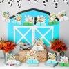 8 Pieces Blue Farm Animal Honeycomb Centerpieces Table Toppers, Farm Themed Party Decorations, 3D Barn Animal Cutouts for Boys Baby Shower Birthday Party Supplies