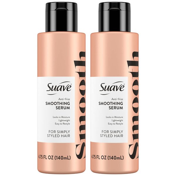 Suave Hair Serum for Frizzy And Damaged Hair - Simply Styled Smoothing Serum, Anti-Frizz Hair Products for Women and Men, 4.75 Oz Ea (Pack Of 2), 9.5 Fl Oz