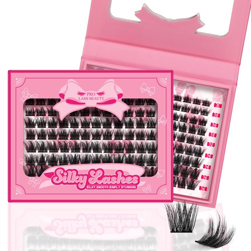 Lash Clusters, 108 Pcs Individual Lashes Soft Cluster Lashes DIY Lash Extension 8-16mm Eyelash Clusters Volume Wispy Lashes Super Thin Band Reusable(Considerate,D-8-16mix)