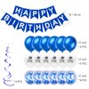 Daimay 10th Birthday Party Decorations Blue Happy Birthday Banner Flag Latex Confetti Balloons Number 10 Foil Balloon Star Mylar Balloons Cake Topper for Men Women Anniversary Party Supplies