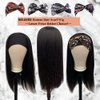 Human Hair Headbands Wigs 1B Straight Hair No Lace Front Wigs 12" Full Machine Made Scarf Wig Natural Black for Women Full Head 150% Density Can Be Restyle