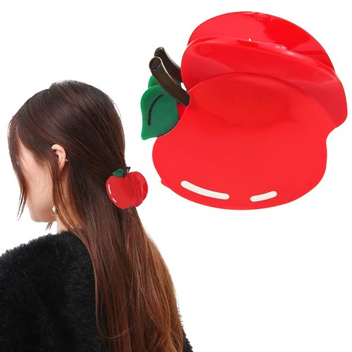 1 PACK Red Apple Claw Clip, Cute Fruit Hair Claw Clips, Acetate Hair Clips, Hair Accessory for Women