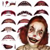 BASEMMAHER 12 Sheets Halloween Clown Horror Mouth Tattoo Stickers Prank Makeup Temporary Tattoo Paper Horror Lip Big Mouth Face Tattoos Decals for Adults Women Men Halloween Masquerade Cosplay Props