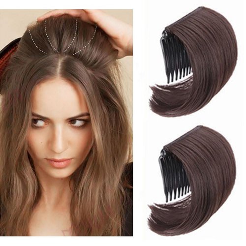 Womens Hair Bun Invisible False Hair Clip Hair Base Bump It Up Volume Fluffy Hair Pad Styling Insert Tool Increased Hair Pad Fluffy Hair Insert Tool Hair Styling Accessories (Dark Brown)