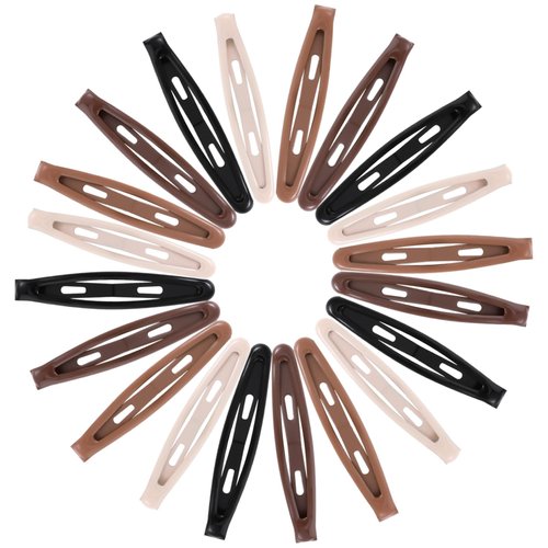 Qianyu 20 PCS Metal Hair Barrettes for Women Color Mixing Snap Hair Clips 2.36 Inch Simple Flat Hairpins Oval Side Non Slip Hair Accessories for Girls Thin Thick Fine Long Short Hair Styling