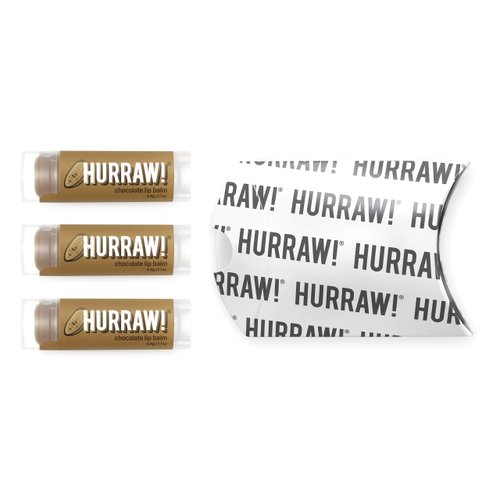Hurraw! Chocolate Lip Balm, 3 Pack: Organic, Certified Vegan, Cruelty and Gluten Free. Non-GMO, 100% Natural Ingredients. Bee, Shea, Soy and Palm Free. Made in USA
