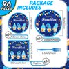 Sunnyray 96 Pcs Happy Hanukkah Party Decorations Supplies Hanukkah Menorah Party Tableware Set Birthday Party Dessert Plates Napkins Forks for 24 Guests Hanukkah Festive Day Indoor Yard Outdoor