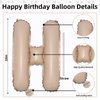 Happy Birthday Balloon Banner Beige, 16 Inch Neutral Tan Self Inflating Happy Birthday Foil Balloon, Nude Birthday Bunting Banner Letter Balloons for Men Women Birthday Party Decorations Supplies