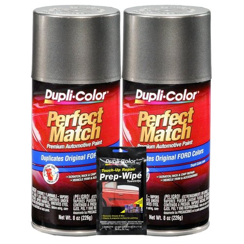 Dupli-Color Dark Shadow Gray Exact-Match Automotive Paint For Ford Vehicles - 8 oz, Bundles with Prep Wipe (3 Items)