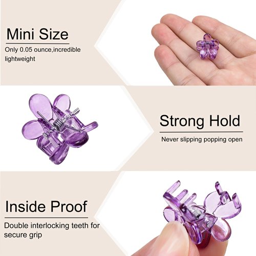 Small Claw Hair Clips for Women Girls - Mini Flower Hair Clips Tiny Claw Clips for Thin Hair Strong Hold Cute Jaw Clip Nonslip Hair Styling Accessories