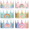 Kathfly Rainbow Birthday Party Hats Rainbow Crown Headbands for Kids Birthday, Event, Rainbow Theme Party Supplies (Cute Style, 12 Pack)
