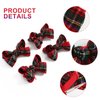 4Pcs Christmas Hair Bows Clips Plaid Ribbon Hair Accessories Red Green Xmas Barrettes Party Decorations for Women