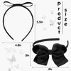 EYEOO 2PCS Black Bow Headbands Set for Girls Big Knotted Headbands Grosgrain Ribbon Hair Bows Cute Hair Hoop Top Knot Turban Hair Headband for Girls Teens Party Cosplay Decoration Hair Accessories