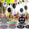 50 PCS Black and White Checkered Party Plates for Race Car Themed Party Decoration 7 Inches Race Car Birthday Paper Plates Checkered Disposable Dessert Plates for Boys Girls Race Car Party Supplies
