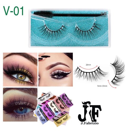 J.Fabrizio Eyelashes Makeup Natural 3D Dense Sexy False Lashes Soft Can Be Used Repeatedly False Eyelashes With Eyelash Brush Without Lash adhesive. V1