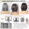 LEOSA Short Grey Wig With Curtain Bangs BoB Layered Silver Grey Wigs for Women BOB Layered Wigs Pixie Cut Layered Wig Hair Synthetic Hair Wigs With Daily Use (Grey#)