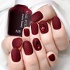COSMOO 12ml Wine Red Matte Nail Polish, Deep Wine Red Quick Dry Nail Lacquer for Nail Art Varnish, 0.41 fl oz