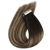 Ve Sunny Black OmbreTape in Hair Extensions Human Hair Balayage Hair Extensions Tape ins Ombre Invisible Tape in Extensions Real Human Hair Black Roots to Dark Brown with Ash Brown 25g 10pcs 18in
