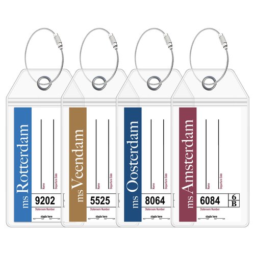 Holland America Luggage Tag Holders by Cruise On [4 Pack] Fits All Holland America Ships & Tags for Cruises in 2023, 2024 & 2025