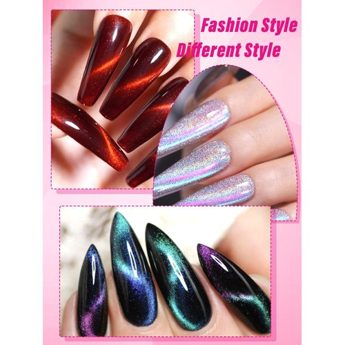 2PCS Nail Magnet Tools, EBANKU Upgraded 5 in 1 Cat Eye Magnet Multi-Function Double-Ended Hexagon Strong Nail Magnet Stick for Cat Eye Nail Polish Personal DIY, Nail Studio Or Nail Salon(Black)