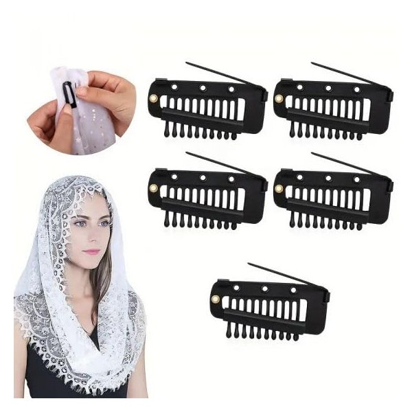 Chunni Dupatta Clips with Safety Pins,10 PCS Strong Chunni Grip Dupatta Setting Clips Indian for Woman Black