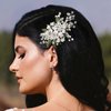 AW BRIDAL Rhinestone Hair Clips for Wedding Flower Hair Accessroies for Brides Bridlal Hair Comb Hair Accesories for Women (Silver)