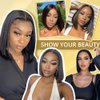 GUDOZO 9x6 Bob Wig Human Hair Glueless Wigs Human Hair Pre Plucked Pre Cut HD Lace Front Glueless Wigs Human Hair 200% Density Short Straight Bob Wigs for Black Women 12 inch