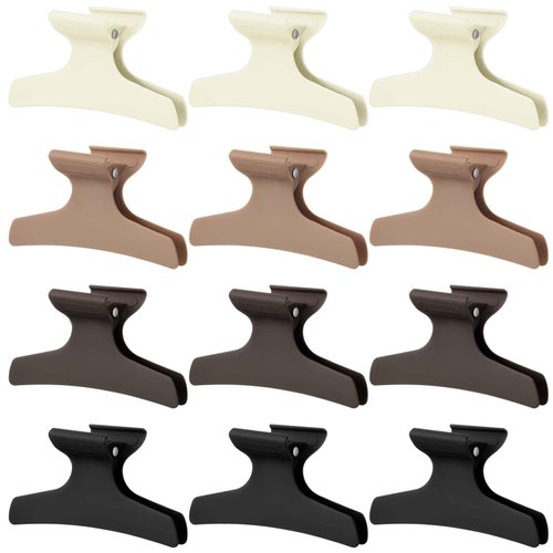 Batiyeer 12 Pcs Butterfly Hair Clips for Styling Sectioning Neutral Color Hair Clips for Women Butterfly Clamps Non Slip Claw Hair Clips Salon Hair Section for Cutting Styling Coloring Thick Thin Hair