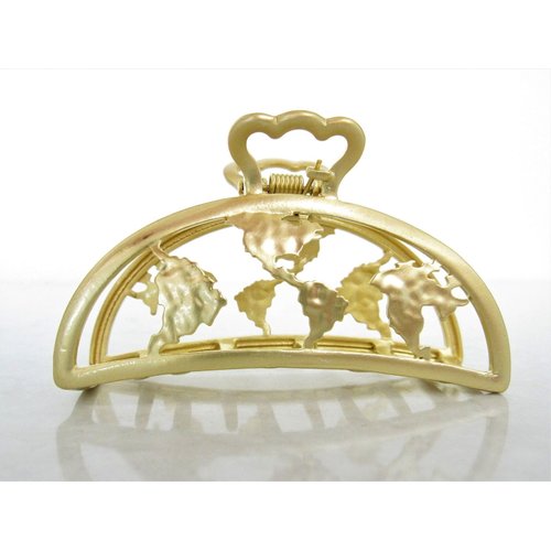 Gold map metal hair claw clip jaw clip