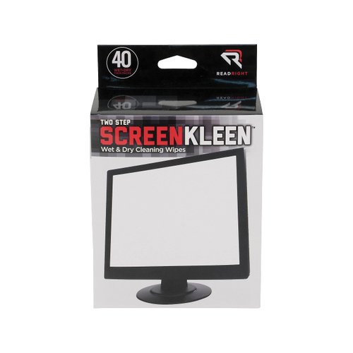 Read Right RR1305 Two Step Screen Kleen Wet and Dry Cleaning Wipes 5 x 5 40/Box