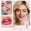Color Changing Lip Oil,Clear to Pink Magic Big Brush Color Changing Hydrating Lip Glow Oil,Long Lasting Nourishing Non-sticky Lip Oil Tinted for Lip Care and Dry Lips (Pink+Transparent)